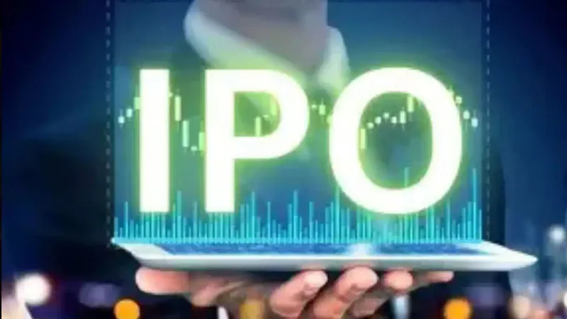 Stock market graph with IPO text overlay