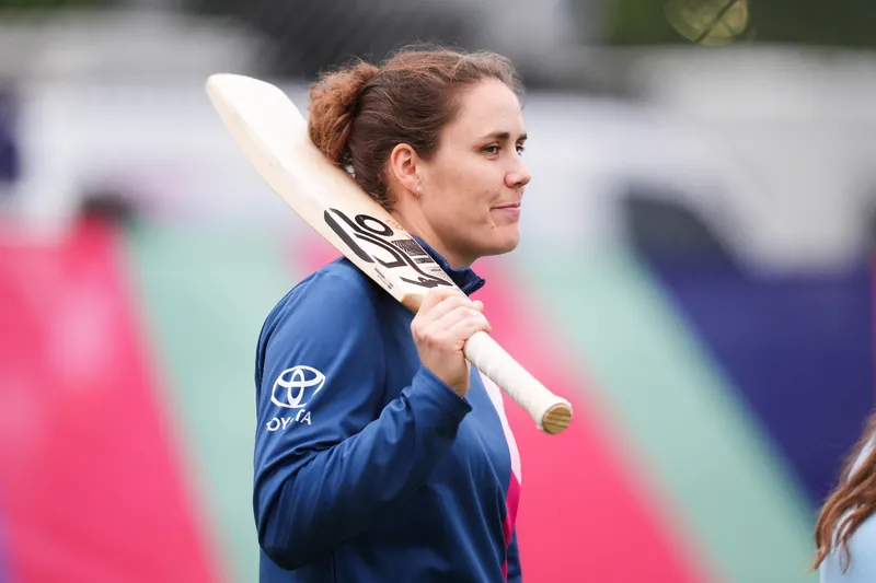 Heather Sciver-Brunt addressing media ahead of World Cup match