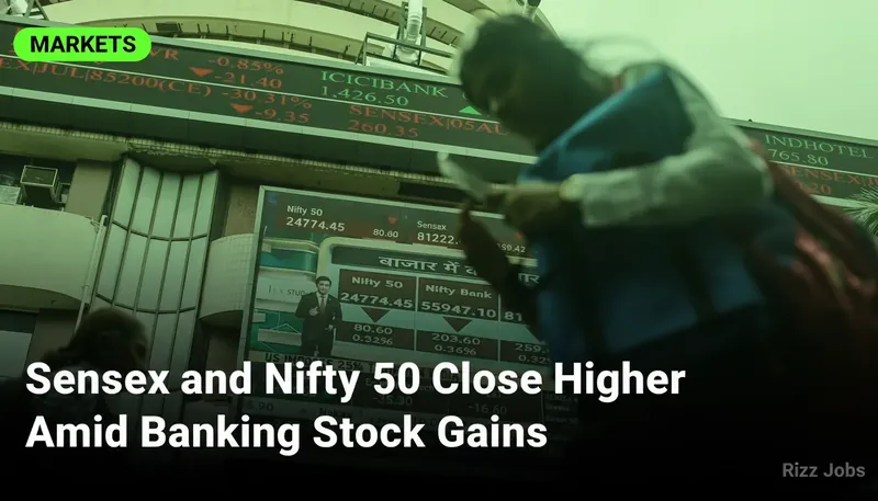 Sensex and Nifty 50 Close Higher Amid Banking Stock Gains — Rizz Jobs