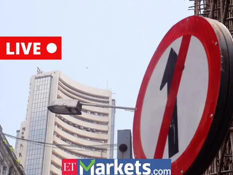 Stock market display board showing Sensex and Nifty indices