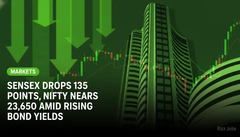 Sensex Drops 135 Points, Nifty Nears 23,650 Amid Rising Bond Yields — Rizz Jobs