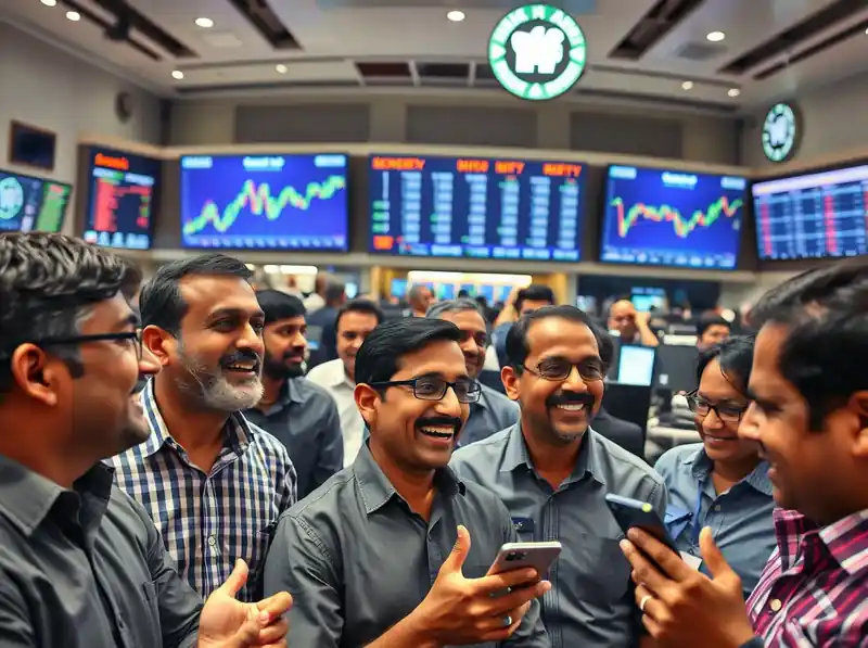 Stock market graph showing Sensex and Nifty gains