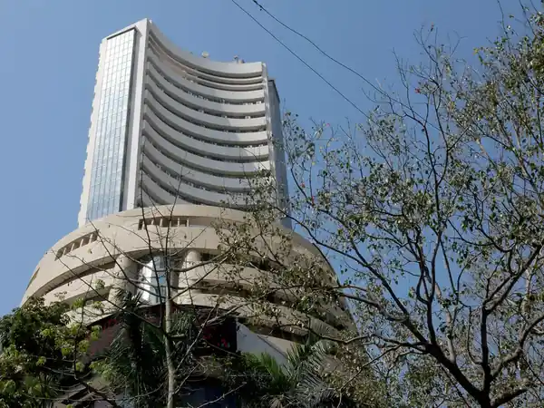 Stock market display board showing Sensex and Nifty indices