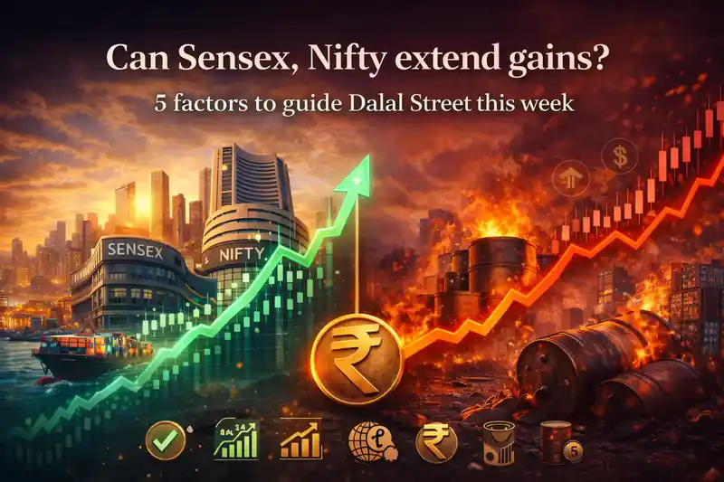 Indian stock market indices showing upward trend on a digital screen