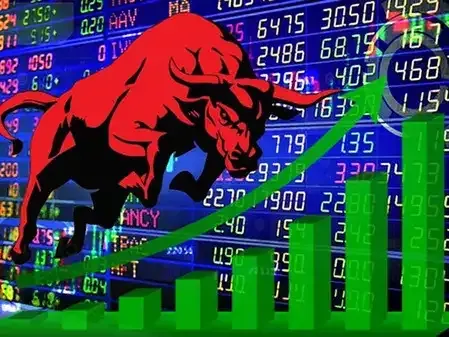 Stock market graph showing upward trend