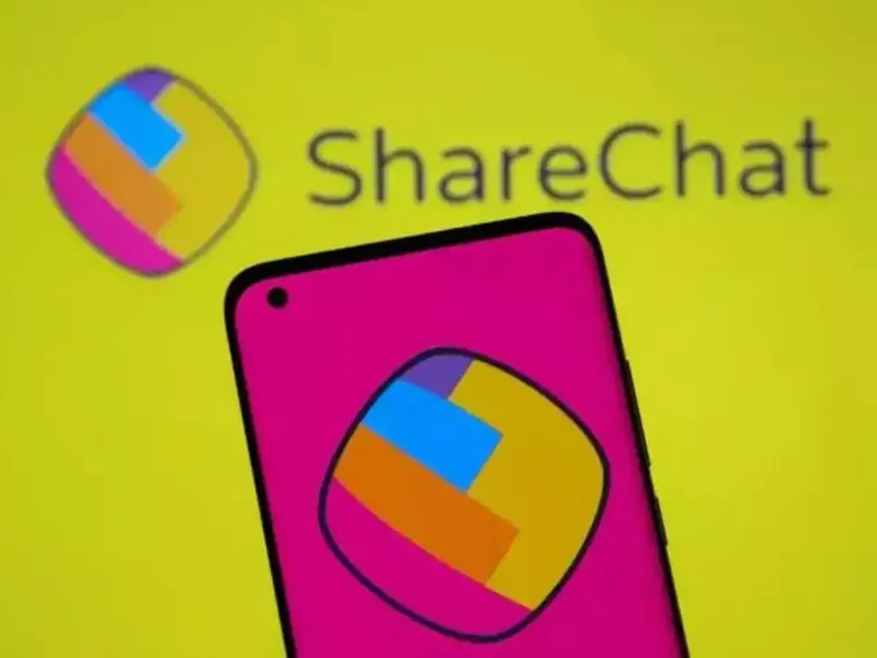 ShareChat logo on a smartphone screen