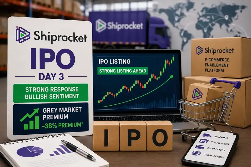 Investors analyzing Shiprocket IPO details on a computer screen