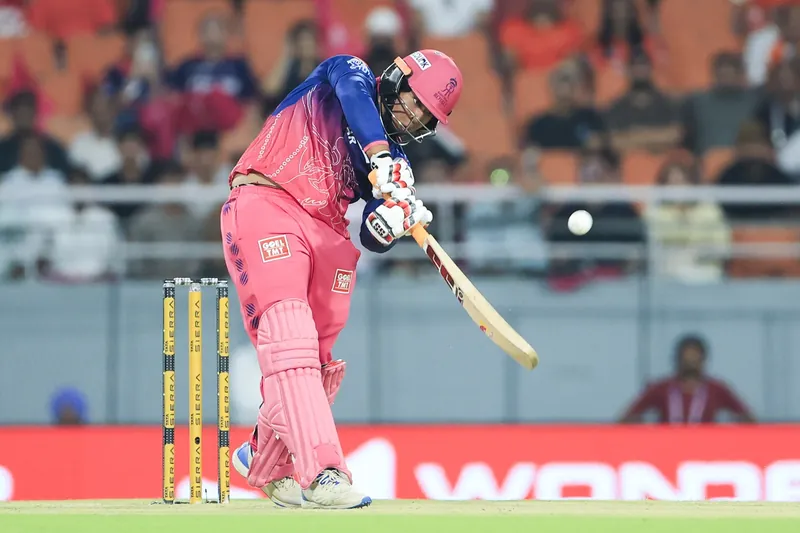 Cricketer Sooryavanshi batting during an IPL match