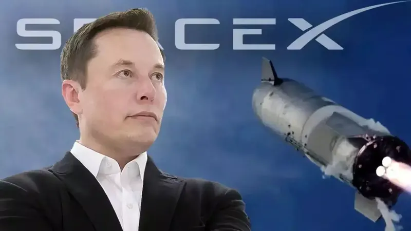 SpaceX rocket launch with clear sky background