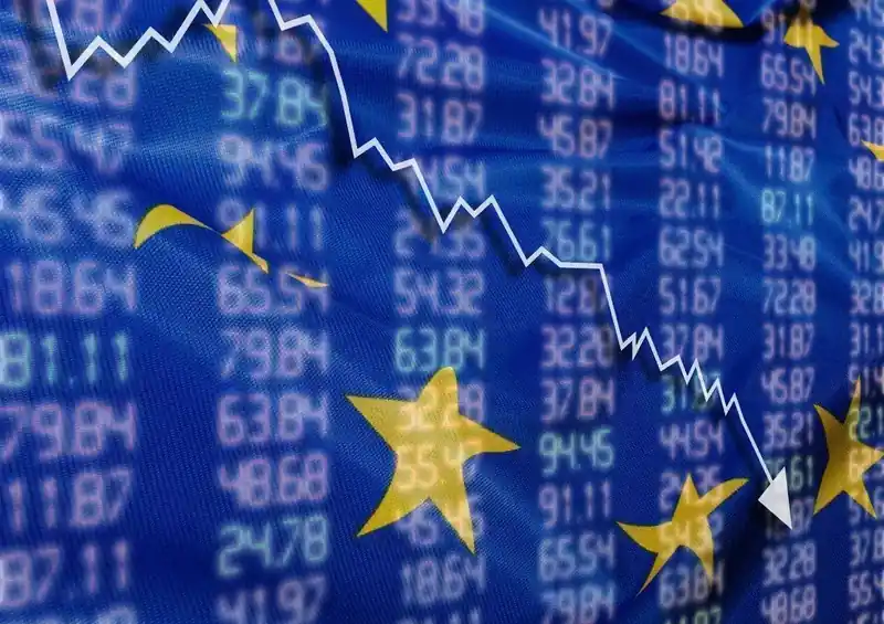European stock market graph showing decline