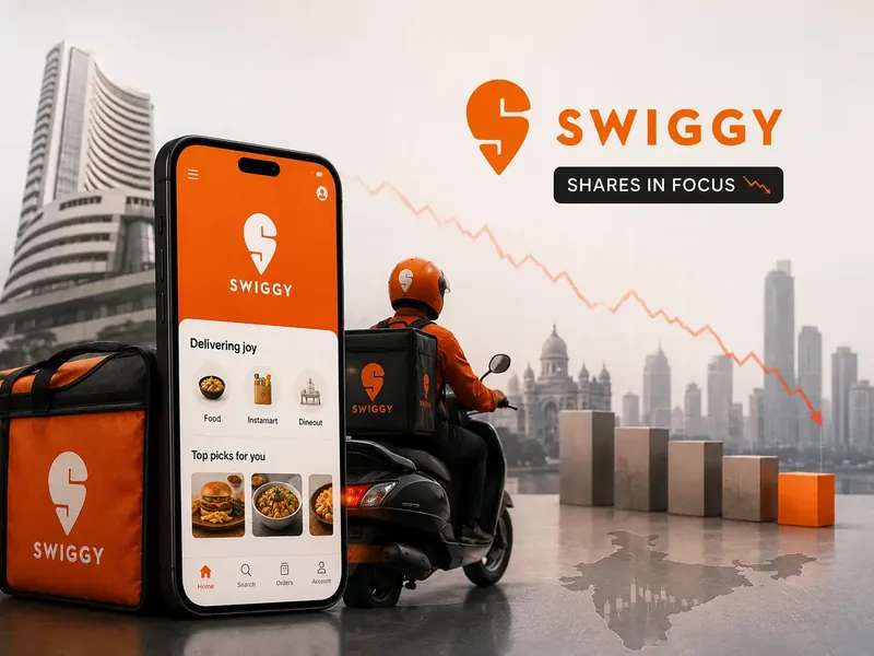 Swiggy stock price graph showing recent decline