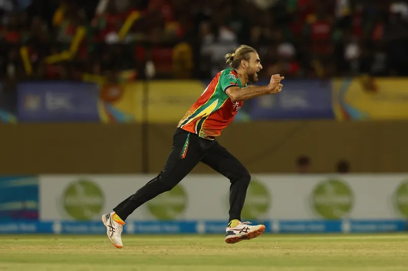 Imran Tahir celebrating a wicket in a cricket match