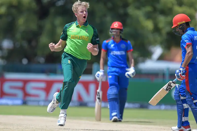 Tiaan van Vuuren celebrating a wicket during the match