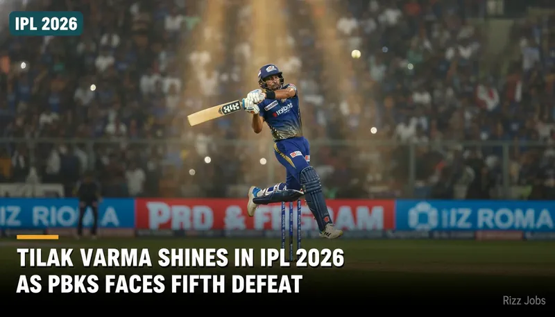 Tilak Varma Shines in IPL 2026 as PBKS Faces Fifth Defeat — Rizz Jobs