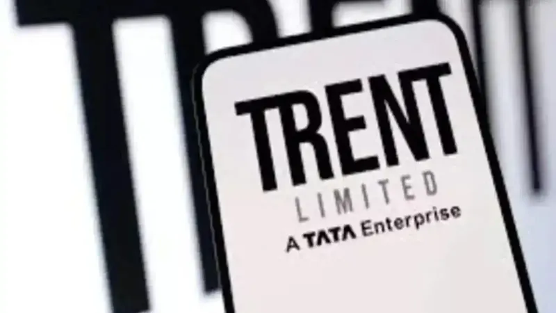 Trent Limited logo with stock market background