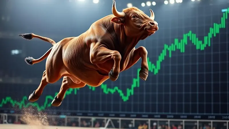 Stock market graph showing upward trend with AI and geopolitical influences