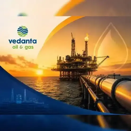 Vedanta Oil & Gas logo with stock market graph