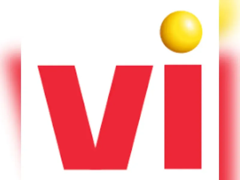 Vodafone Idea logo on a stock market chart background