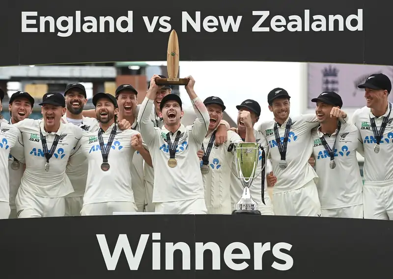 New Zealand cricket team celebrating a victory